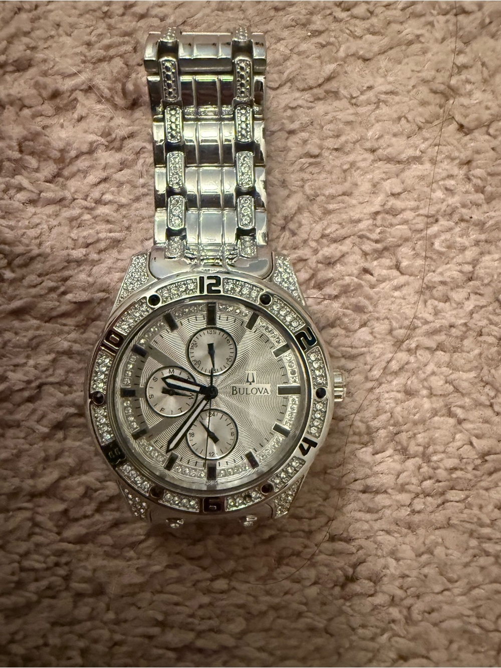 Bulova Crystals Vintage Stainless Steel Watch 96C106 New Battery